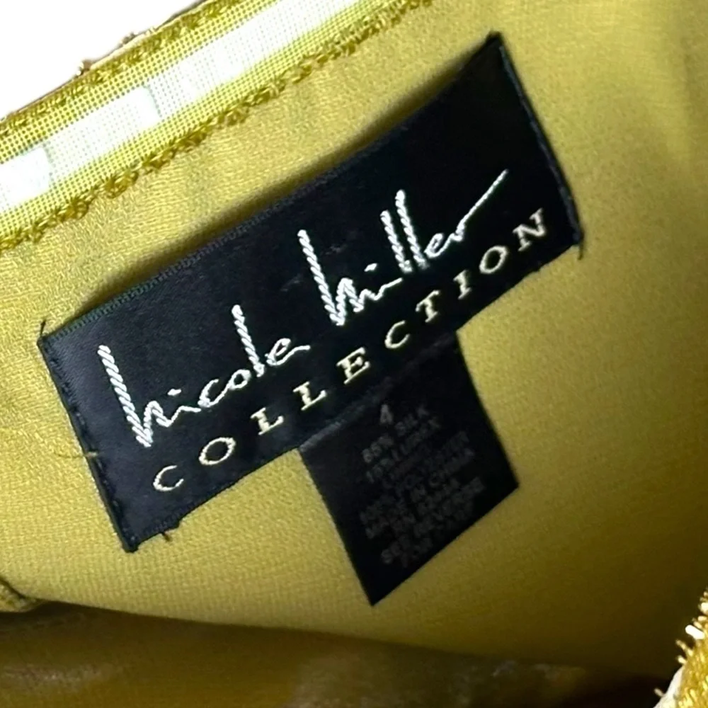 Nicole Miller Collection Size 4 Strapless Silk Bohemain Top Lurex Gold Metallic - Picture 9 of 13